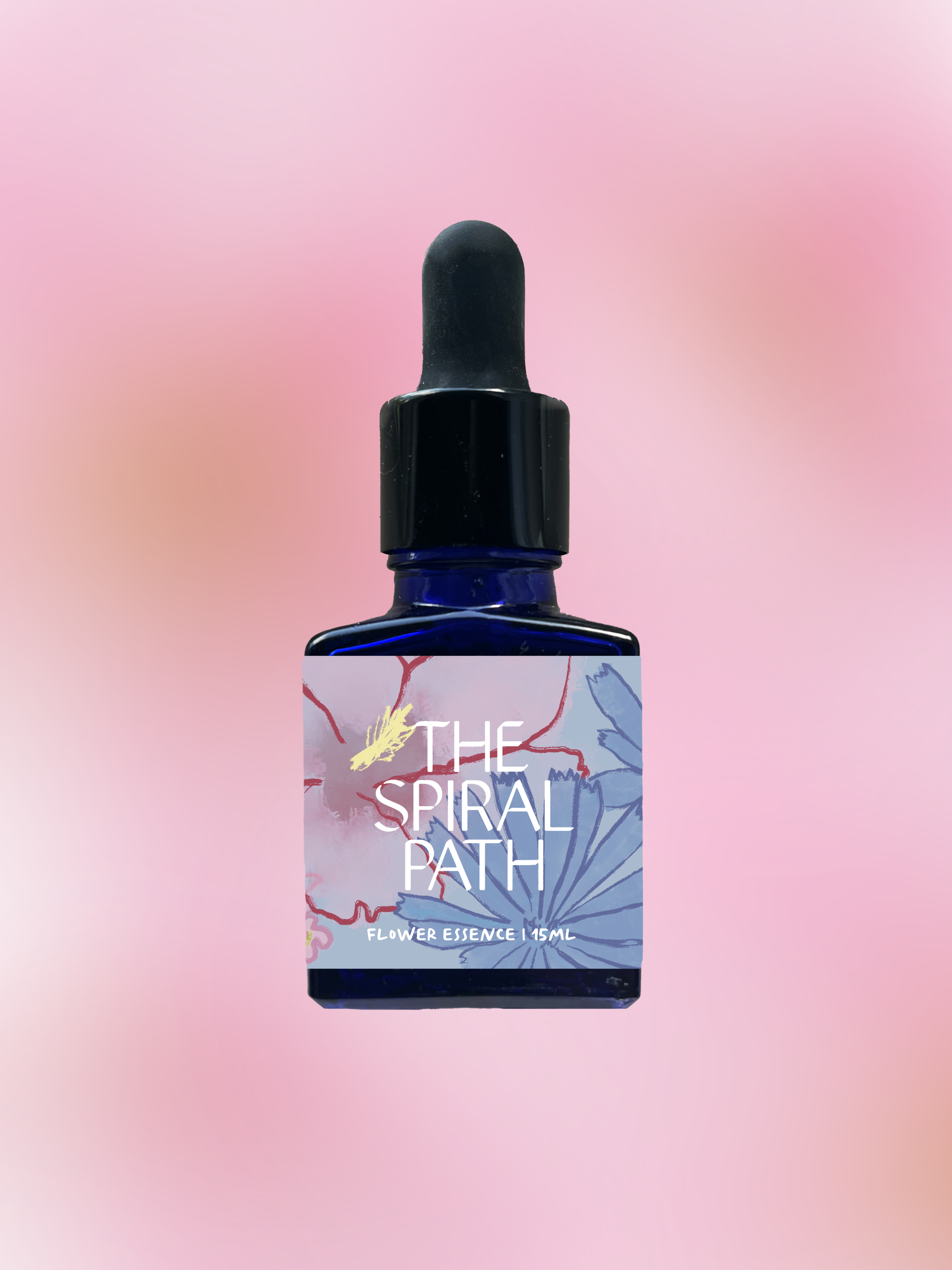 Small batch organic flower essence - feminine healing, 15mL, blue glass bottle with dropper. This essence supports emotional healing and is a sensitive medicine for sensitive people. Cherry Blossom flower essence is a plant ally for returning to innocence.