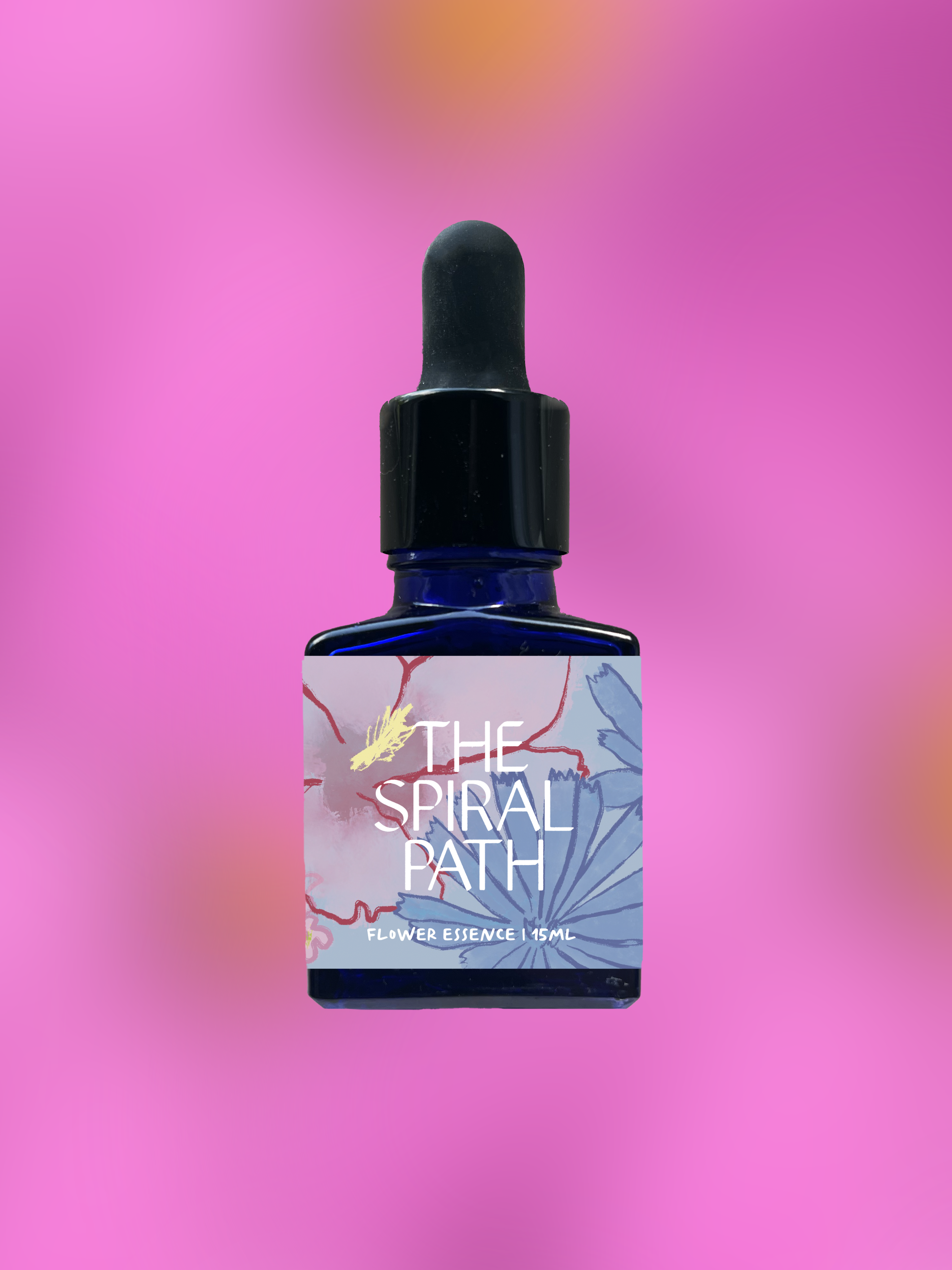 Small batch organic flower essence - feminine healing, 15mL, blue glass bottle with dropper. This essence supports emotional healing and is a sensitive medicine for sensitive people. Cosmos flower essence is a plant ally for divine inspiration.