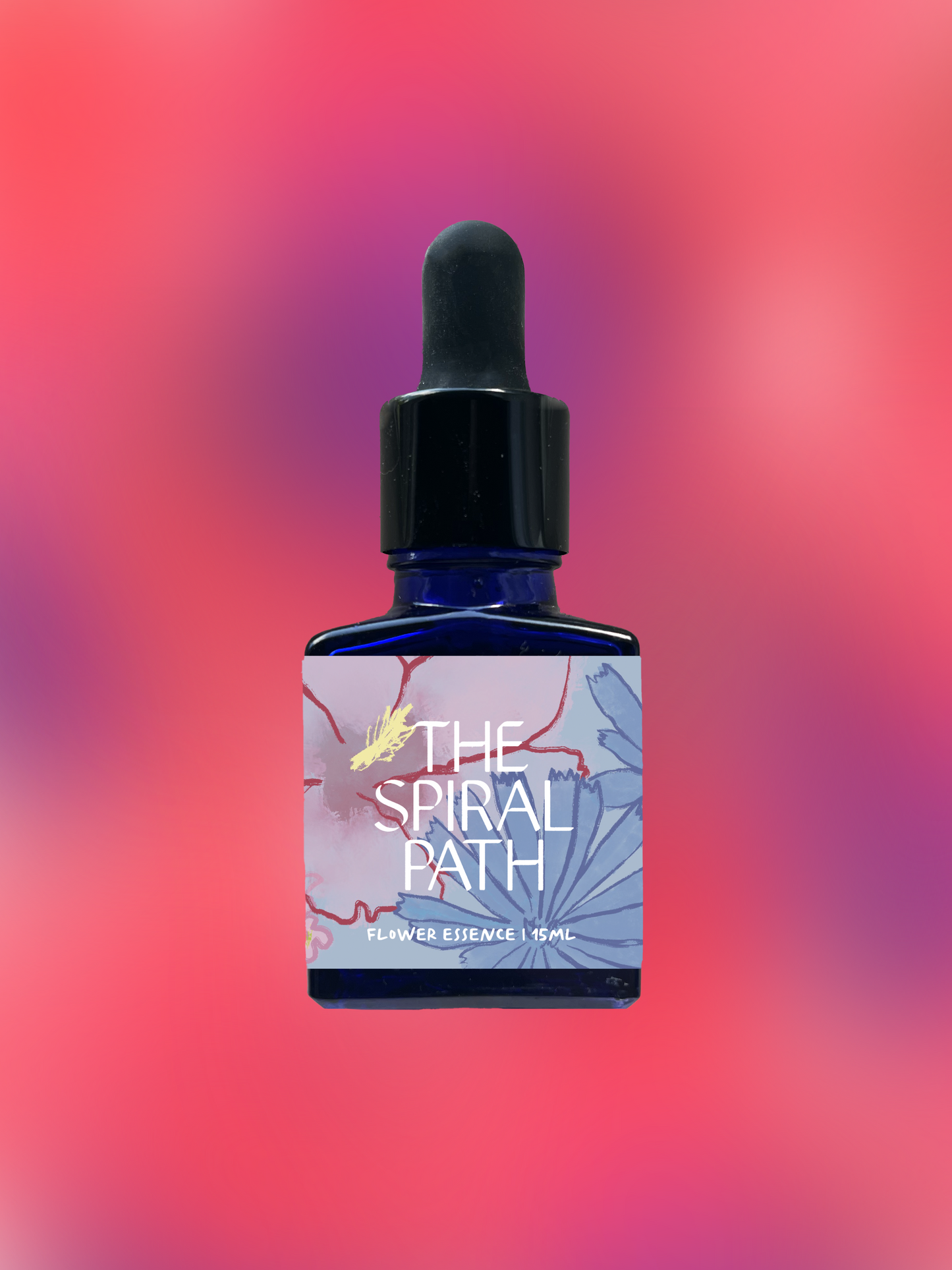 Small batch organic flower essence - feminine healing, 15mL, blue glass bottle with dropper. This essence supports emotional healing and is a sensitive medicine for sensitive people. Fuchsia flower essence is a plant ally for heart alignment.