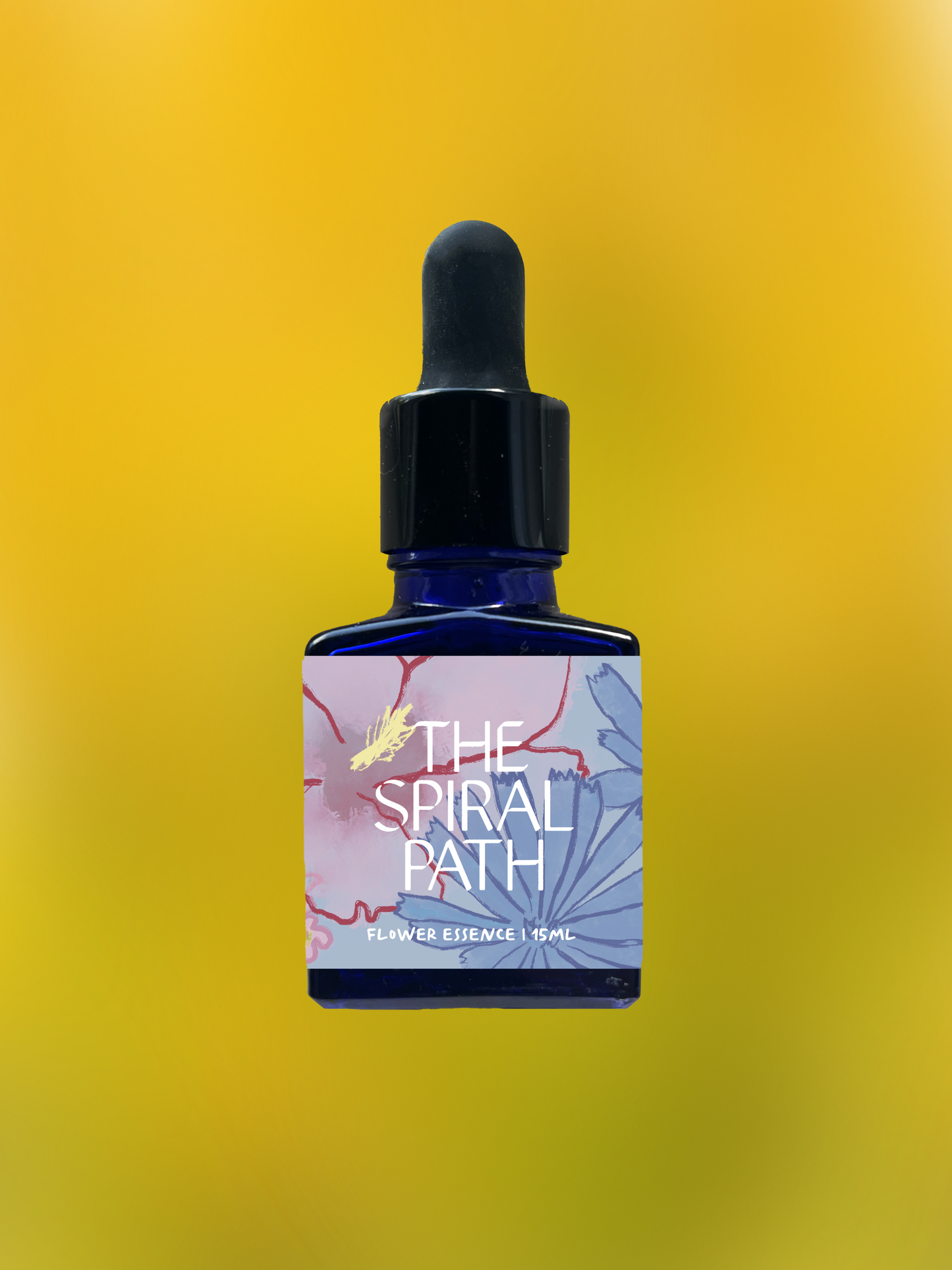 Small batch organic flower essence - feminine healing, 15mL, blue glass bottle with dropper. This essence supports emotional healing and is a sensitive medicine for sensitive people. Goldenrod flower essence is a plant ally for staying true to yourself.