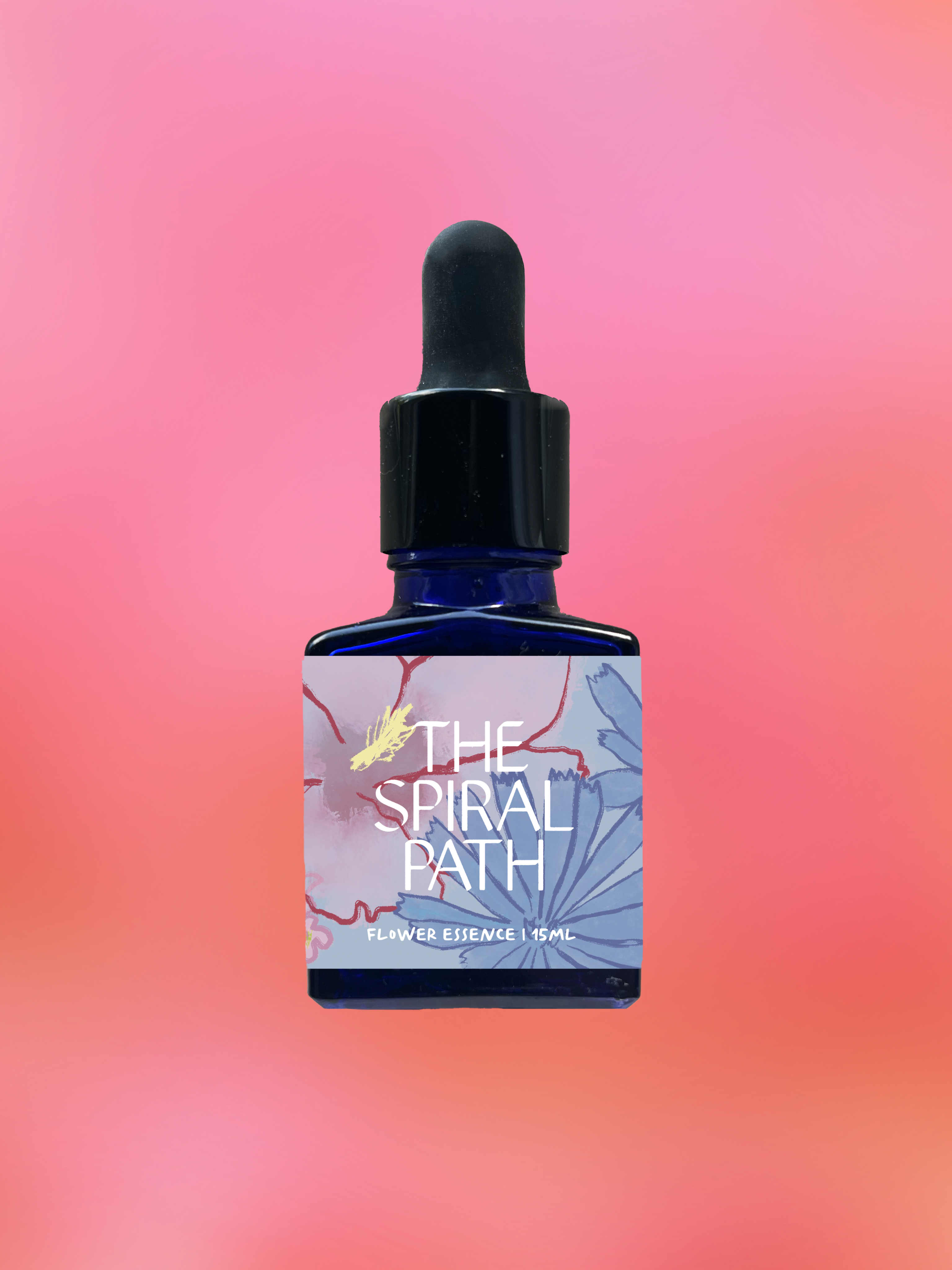 Small batch organic flower essence - feminine healing, 15mL, blue glass bottle with dropper. This essence supports emotional healing and is a sensitive medicine for sensitive people.