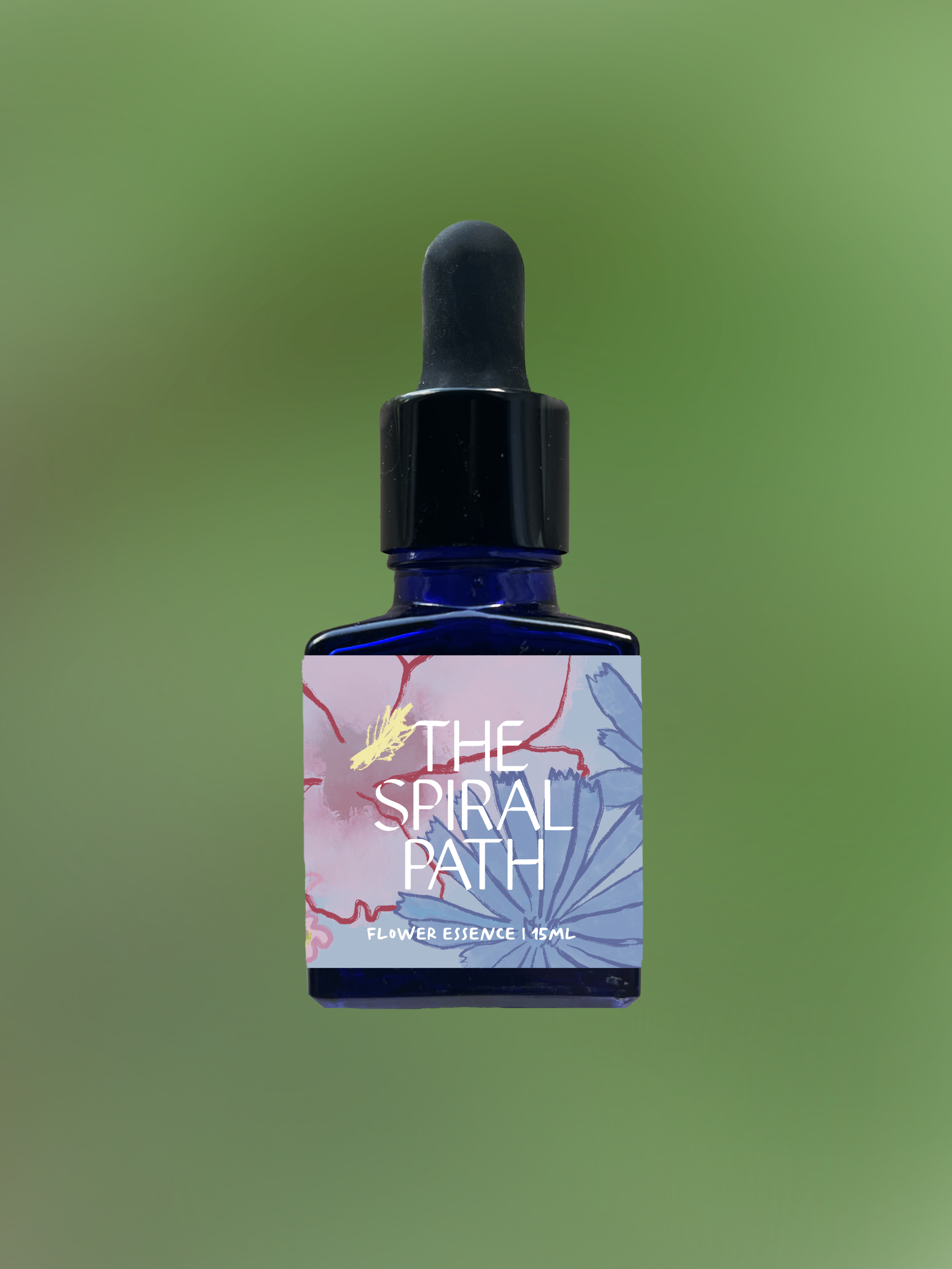 Small batch organic flower essence - feminine healing, 15mL, blue glass bottle with dropper. This essence supports emotional healing and is a sensitive medicine for sensitive people.
