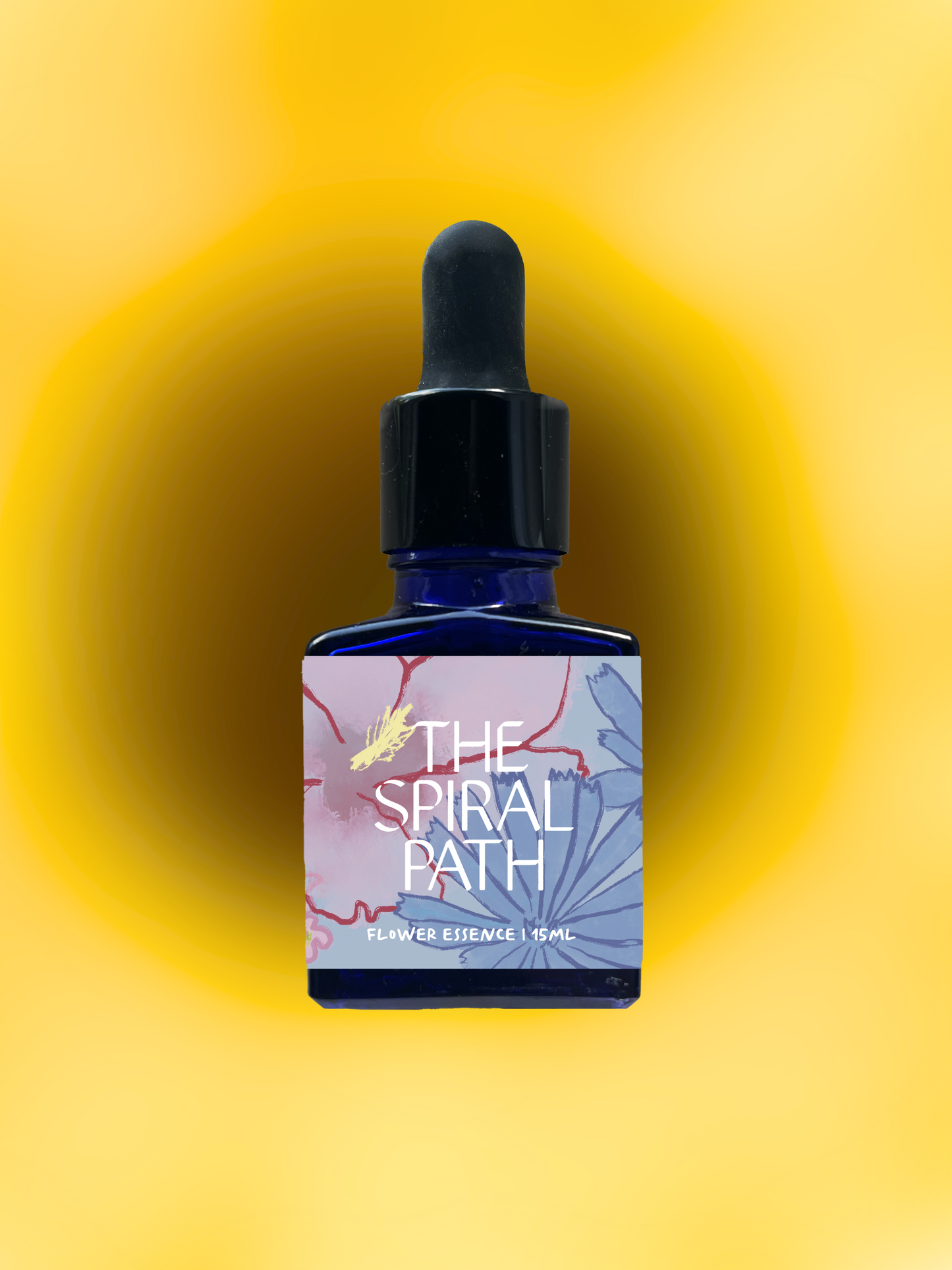 Small batch organic flower essence - feminine healing, 15mL, blue glass bottle with dropper. This essence supports emotional healing and is a sensitive medicine for sensitive people. Sunflower flower essence is a plant ally for self-love and deservingness