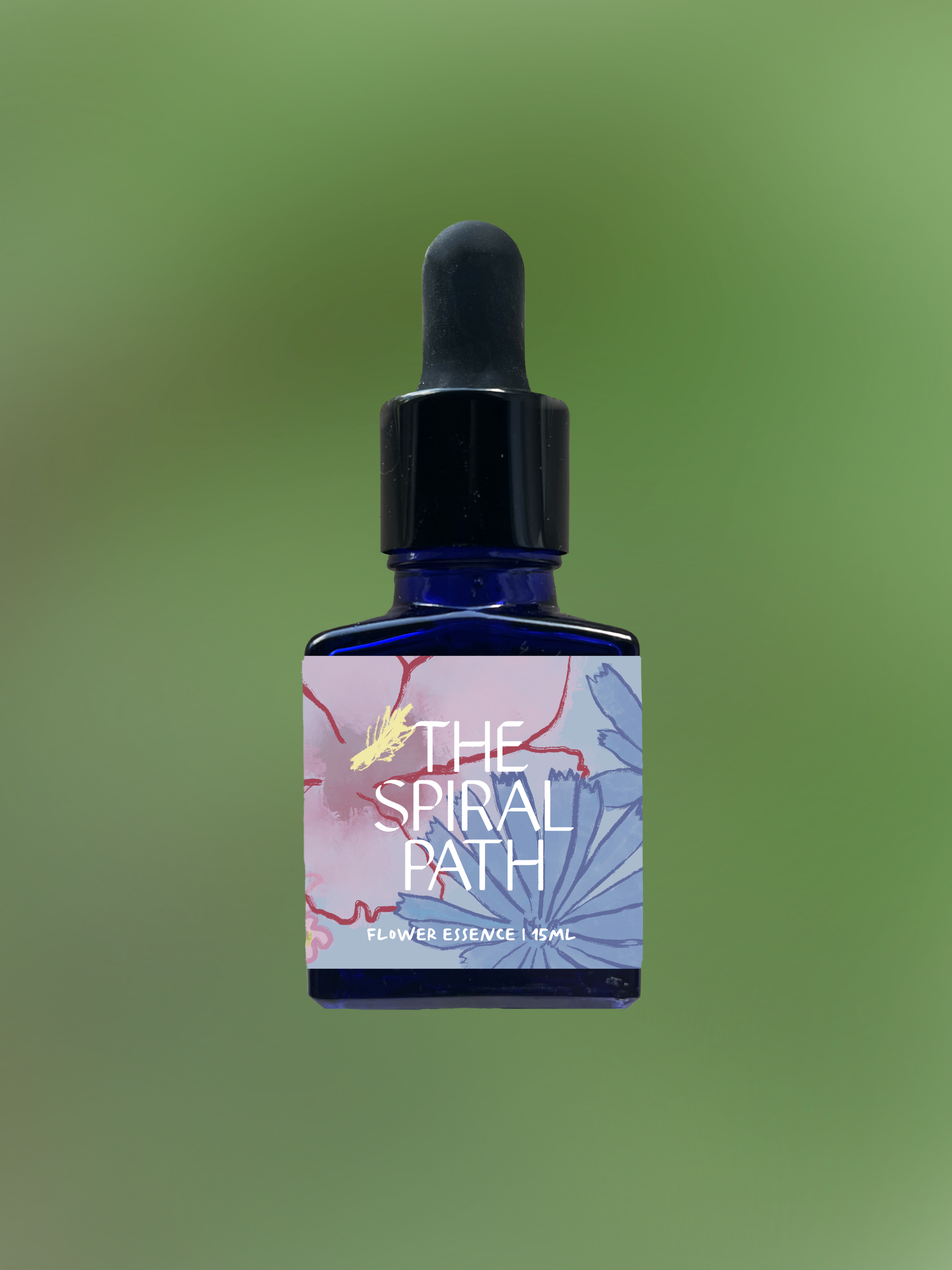Small batch organic flower essence - feminine healing, 15mL, blue glass bottle with dropper. This essence supports emotional healing and is a sensitive medicine for sensitive people. 