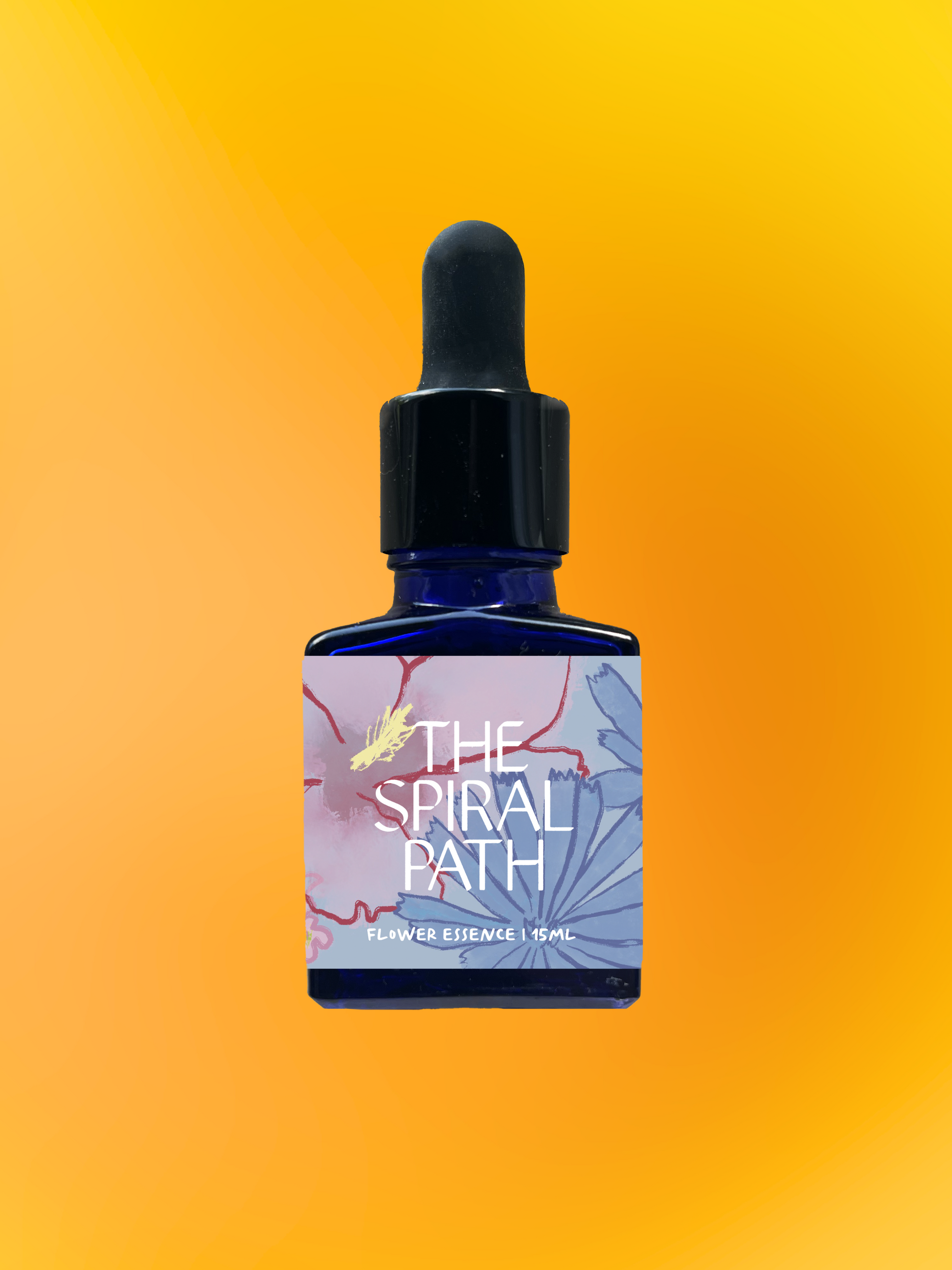 Small batch organic flower essence - feminine healing, 15mL, blue glass bottle with dropper. This essence supports emotional healing and is a sensitive medicine for sensitive people. 